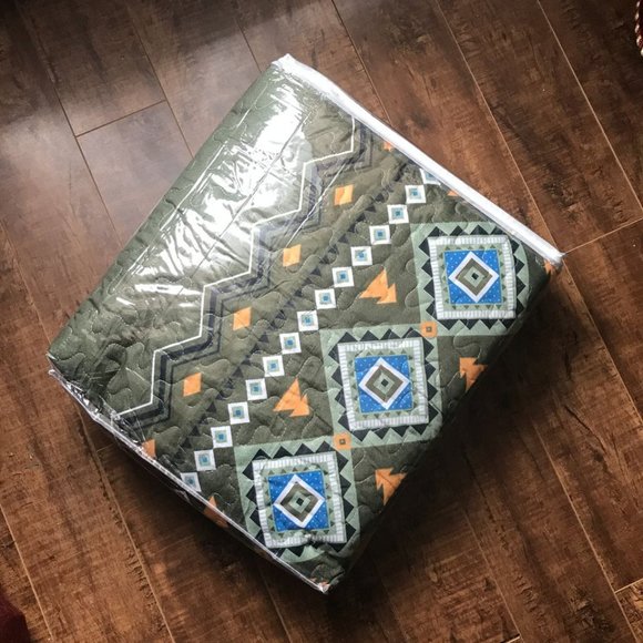 New Boho Olive Green 3 PC Bedding 100% Polyester Quilt Set • Reversible • QUEEN - Picture 9 of 9